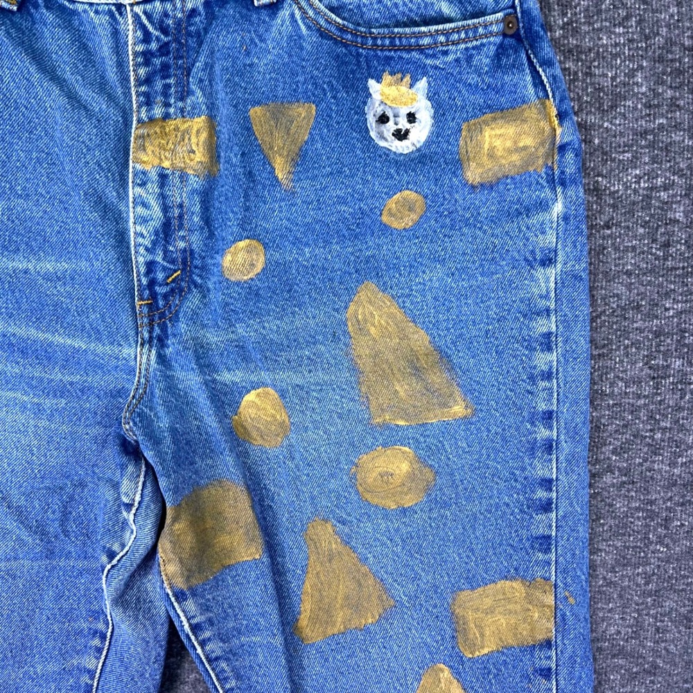 VTG 90s Levis 505 Jeans Womens 15 Blue High Rise Painted Tapered USA Made Grunge - Picture 10 of 16